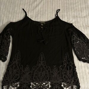 INC International Concepts Black Lace Blouse